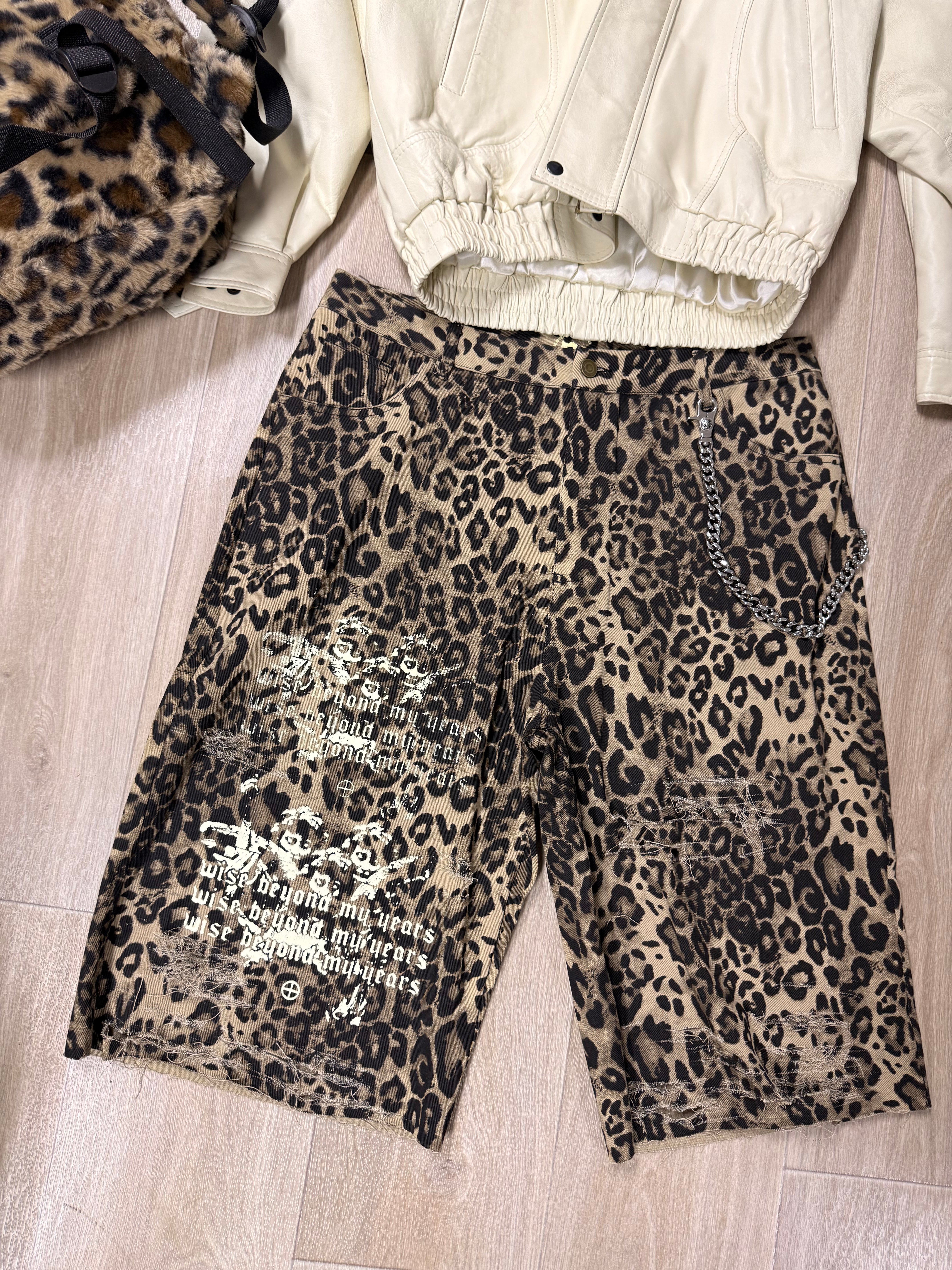 Distressed Leopard-print Jorts (34)