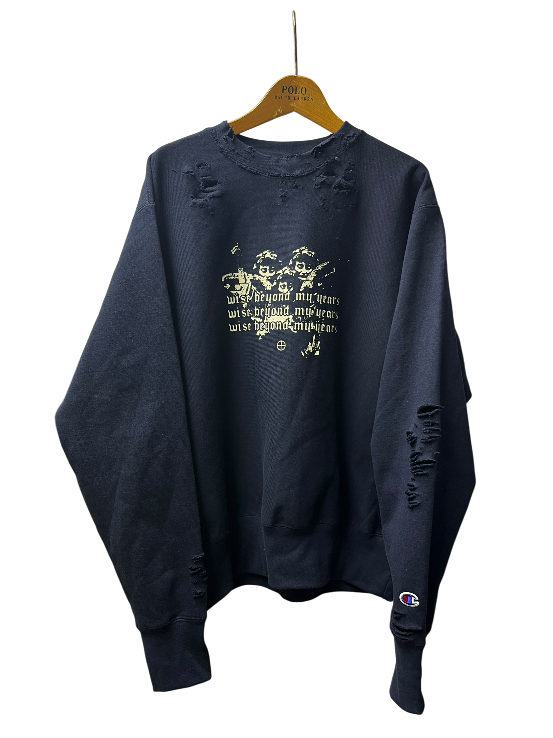 Navy Distressed Crewneck (XL)