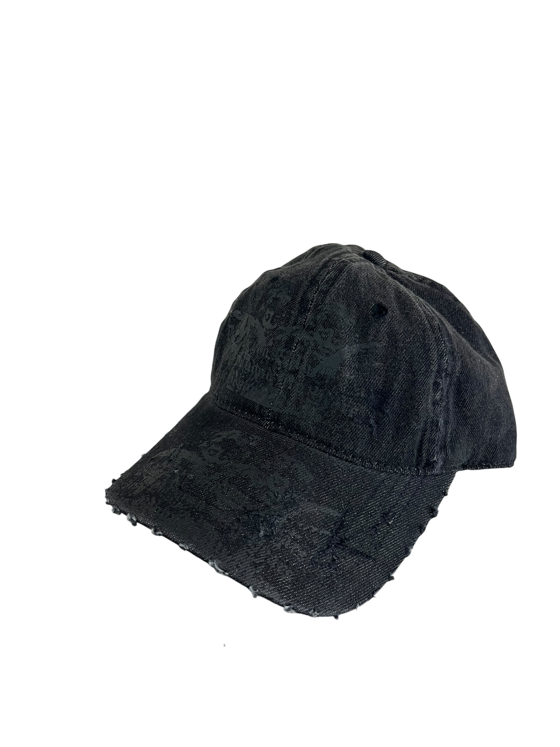 Distressed Black Denim Cap