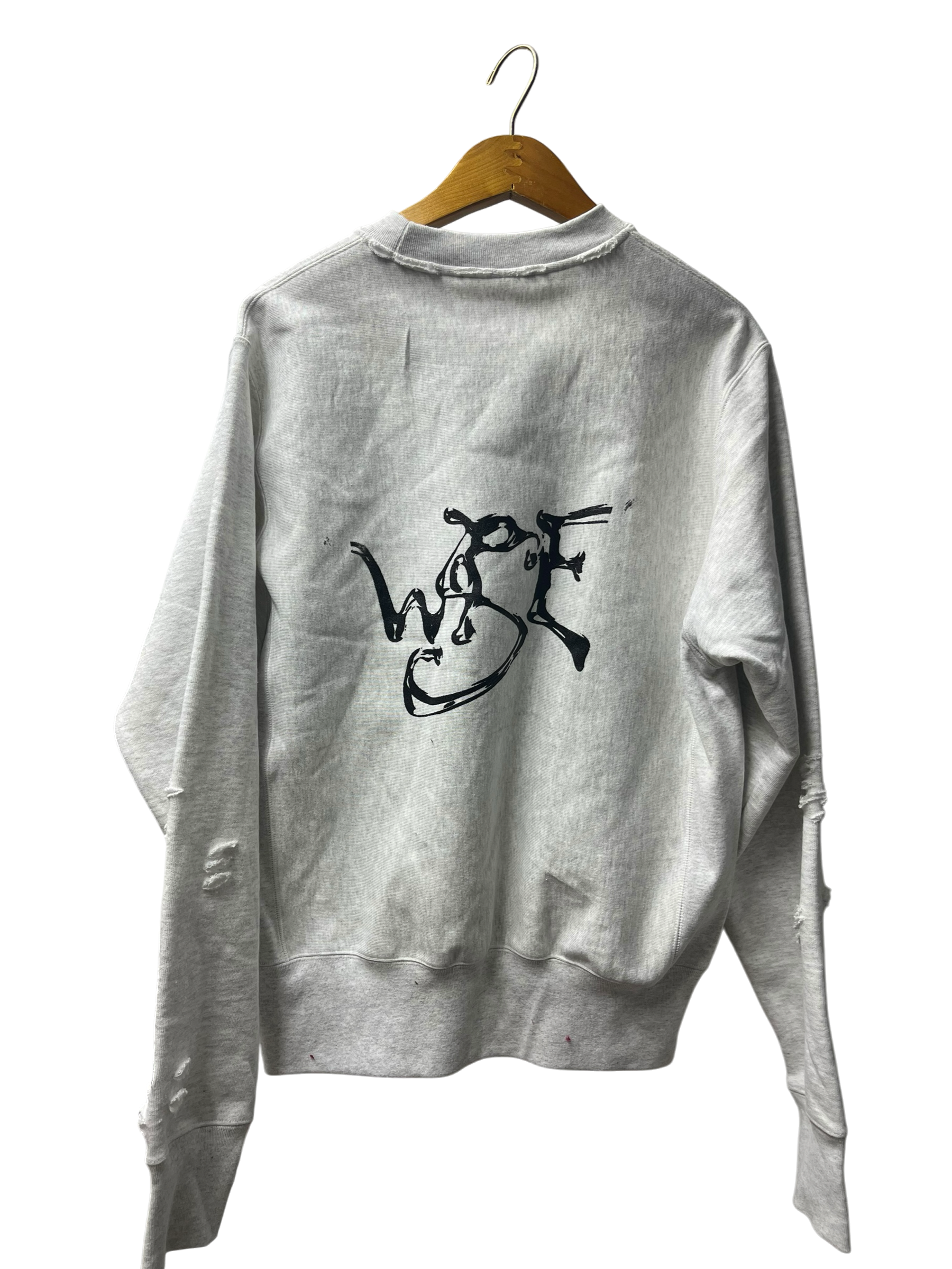 Heather Grey Distressed Crewneck (Small)